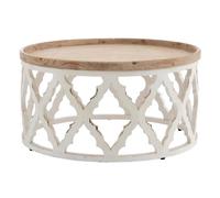 ROUNDY - Table basse ronde en bois blanc patiné D 81 Blanc