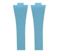 ROUREOX 11mm 12mm Bracelet Silicone Texturé Homme & Femme Bande Sport Caoutchouc Étanche Boucle Déployante Pliante pour Tissot PRX Chronograph-Bleu Clair + Pas De Boucle 12MM