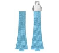 ROUREOX 11mm 12mm Bracelet Silicone Texturé Homme & Femme Bande Sport Caoutchouc Étanche Boucle Déployante Pliante pour Tissot PRX Chronograph-Bleu Clair + Argent 12MM