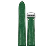 ROUREOX 17mm-25mm Bracelet en Cuir Véritable Veau Grainé, Bande de Remplacement avec Boucle Déployante pour Cartier Tank Must Santos-Vert+Argent 22mm