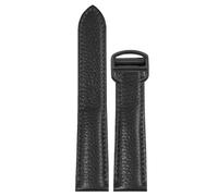 ROUREOX 17mm-25mm Bracelet en Cuir Véritable Veau Grainé, Bande de Remplacement avec Boucle Déployante pour Cartier Tank Must Santos-Noir + Noir 17mm