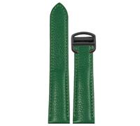 ROUREOX 17mm-25mm Bracelet en Cuir Véritable Veau Grainé, Bande de Remplacement avec Boucle Déployante pour Cartier Tank Must Santos-Vert+Noir 22mm