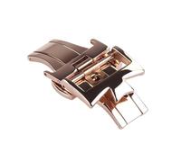 ROUREOX 18mm 20mm Boucle Déployante Papillon Acier Inoxydable Double Bouton Poussoir Fermoir Montre Remplacement pour Vacheron Constantin-Or Rose 18mm