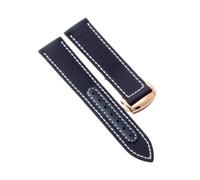 ROUREOX 19mm Bracelet Montre Nylon Tissé et Cuir Fermoir Déployant Réglable Bracelet Montre Cuir Authentique pour Omega Seamaster Speedmaster De Ville Series-Noir + Blanc + Or Rose