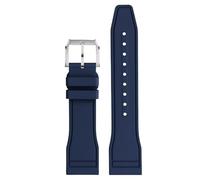 ROUREOX 20mm 21mm 22mm Bracelet de Rechange Silicone Doux Multicolore Boucle Métallique Étanche Anti-Transpiration pour IWC Pilot's/Portugieser Le Petit Prince-Bleu Foncé 22MM