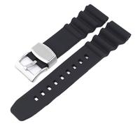 ROUREOX 20mm 22mm Bracelet Silicone Homme Étanche Bande de Rechange Sport Caoutchouc pour Seiko Prospex SRPD55K1/SPB323J1/SRP777K2/SBDC081/SBBN043-Noir + Argent 20MM