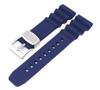 ROUREOX 20mm 22mm Bracelet Silicone Homme Étanche Bande de Rechange Sport Caoutchouc pour Seiko Prospex SRPD55K1/SPB323J1/SRP777K2/SBDC081/SBBN043-Bleu + Argent 20MM