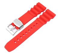 ROUREOX 20mm 22mm Bracelet Silicone Homme Étanche Bande de Rechange Sport Caoutchouc pour Seiko Prospex SRPD55K1/SPB323J1/SRP777K2/SBDC081/SBBN043-Rouge + Argent 22MM