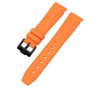 ROUREOX 20Mm Bracelet Remplacement Silicone Doux, Boucle Ardillon Bracelet Montre Coloré pour Omega x Swatch MoonSwatch Collection-Orange Noir 20MM