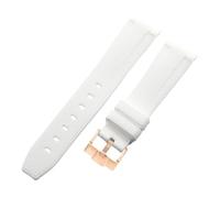 ROUREOX 20Mm Bracelet Remplacement Silicone Doux, Boucle Ardillon Bracelet Montre Coloré pour Omega x Swatch MoonSwatch Collection-Or Rose Blanc 20MM