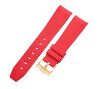 ROUREOX 20Mm Bracelet Remplacement Silicone Doux, Boucle Ardillon Bracelet Montre Coloré pour Omega x Swatch MoonSwatch Collection-Or Rouge 20MM