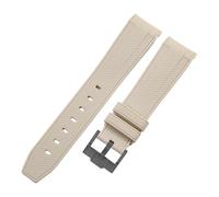 ROUREOX 20Mm Bracelet Remplacement Silicone Doux, Boucle Ardillon Bracelet Montre Coloré pour Omega x Swatch MoonSwatch Collection-Beige Noir 20MM