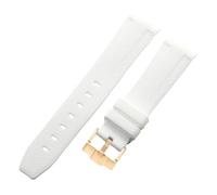 ROUREOX 20Mm Bracelet Remplacement Silicone Doux, Boucle Ardillon Bracelet Montre Coloré pour Omega x Swatch MoonSwatch Collection-Or Blanc 20MM