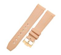 ROUREOX 20Mm Bracelet Remplacement Silicone Doux, Boucle Ardillon Bracelet Montre Coloré pour Omega x Swatch MoonSwatch Collection-Or Brun Clair 20MM