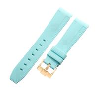 ROUREOX 20Mm Bracelet Remplacement Silicone Doux, Boucle Ardillon Bracelet Montre Coloré pour Omega x Swatch MoonSwatch Collection-Or Bleu Clair 20MM