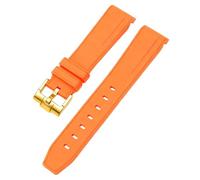 ROUREOX 20Mm Bracelet Remplacement Silicone Doux, Boucle Ardillon Bracelet Montre Coloré pour Omega x Swatch MoonSwatch Collection-Or Orange 20MM