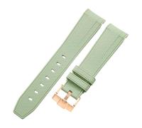 ROUREOX 20Mm Bracelet Remplacement Silicone Doux, Boucle Ardillon Bracelet Montre Coloré pour Omega x Swatch MoonSwatch Collection-Or Rose Vert Clair 20MM