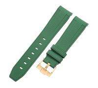 ROUREOX 20Mm Bracelet Remplacement Silicone Doux, Boucle Ardillon Bracelet Montre Coloré pour Omega x Swatch MoonSwatch Collection-Or Vert Foncé 20MM