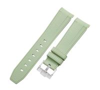 ROUREOX 20Mm Bracelet Remplacement Silicone Doux, Boucle Ardillon Bracelet Montre Coloré pour Omega x Swatch MoonSwatch Collection-Argent Vert Clair 20MM
