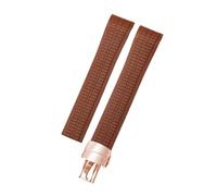 ROUREOX 21mm Bande Libération Rapide Caoutchouc Silicone Homme Bracelet Durable Confortable Étanche pour Patek Philippe Aquanaut 5164/5167-Brun Clair + Or Rose 21MM