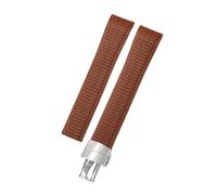ROUREOX 21mm Bande Libération Rapide Caoutchouc Silicone Homme Bracelet Durable Confortable Étanche pour Patek Philippe Aquanaut 5164/5167-Marron Clair + Argent 21MM