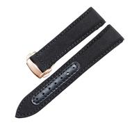 ROUREOX 21mm Bracelet Montre Nylon Tissé et Cuir Fermoir Déployant Réglable Bracelet Montre Cuir Authentique pour Omega Seamaster Speedmaster De Ville Series-Noir + Or Rose