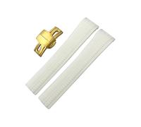 ROUREOX 21mm Bracelets en Caoutchouc avec Boucle, Bracelet de Montre en Silicone pour PATEK Philippe 5164a 5167a-Fermeture Blanche + Or