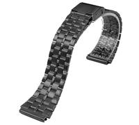 ROUREOX 22×18MM Bracelet Montre Métallique, Extrémité Convexe, 316L Acier Inoxydable Bracelet Montre Remplacement pour Casio AE-1200/AE-1300/A-158/A-159/A-168/F-91-Noir 5 Perles 22 * 18MM