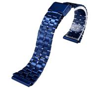 ROUREOX 22×18MM Bracelet Montre Métallique, Extrémité Convexe, 316L Acier Inoxydable Bracelet Montre Remplacement pour Casio AE-1200/AE-1300/A-158/A-159/A-168/F-91-Bleu 5 Perles 22 * 18MM