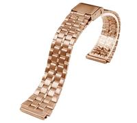 ROUREOX 22×18MM Bracelet Montre Métallique, Extrémité Convexe, 316L Acier Inoxydable Bracelet Montre Remplacement pour Casio AE-1200/AE-1300/A-158/A-159/A-168/F-91-Or Rose 5 Perles 22 * 18MM