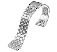 ROUREOX 22×18MM Bracelet Montre Métallique, Extrémité Convexe, 316L Acier Inoxydable Bracelet Montre Remplacement pour Casio AE-1200/AE-1300/A-158/A-159/A-168/F-91-Argent 5 Perles 22 * 18MM