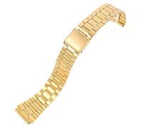 ROUREOX 22×18MM Bracelet Montre Métallique, Extrémité Convexe, 316L Acier Inoxydable Bracelet Montre Remplacement pour Casio AE-1200/AE-1300/A-158/A-159/A-168/F-91-Or 3 Perles 22 * 18MM