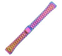 ROUREOX 22×18MM Bracelet Montre Métallique, Extrémité Convexe, 316L Acier Inoxydable Bracelet Montre Remplacement pour Casio AE-1200/AE-1300/A-158/A-159/A-168/F-91-Arc-En-Ciel 3 Perles 22 * 18MM
