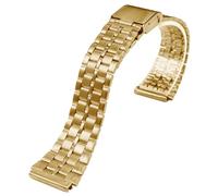 ROUREOX 22×18MM Bracelet Montre Métallique, Extrémité Convexe, 316L Acier Inoxydable Bracelet Montre Remplacement pour Casio AE-1200/AE-1300/A-158/A-159/A-168/F-91-Or 5 Perles 22 * 18MM