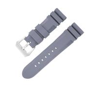 ROUREOX 22-26mm Bande de Rechange Douce Caoutchouc Silicone Homme Bracelet Sport Étanche Boucle Ardillon Large pour Panerai-Gris + Argent 24MM