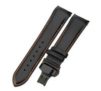 ROUREOX 22mm Bandes de Montre Cuir Véritable de Remplacement Fermoir Pliant en Métal Bracelets de Montre en Cuir pour Tissot Couturier Series-Noir + Orange