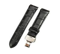 ROUREOX 22mm Bandes de Montre Cuir Véritable de Remplacement Fermoir Pliant en Métal Bracelets de Montre en Cuir pour Tissot Couturier Series-Noir + Argent