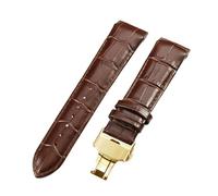 ROUREOX 22mm Bandes de Montre Cuir Véritable de Remplacement Fermoir Pliant en Métal Bracelets de Montre en Cuir pour Tissot Couturier Series-Marron + Or