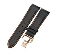 ROUREOX 22mm Bandes de Montre Cuir Véritable de Remplacement Fermoir Pliant en Métal Bracelets de Montre en Cuir pour Tissot Couturier Series-Noir + Orange + Or Rose