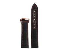 ROUREOX 22mm Bracelet Montre Nylon Tissé et Cuir Fermoir Déployant Réglable Bracelet Montre Cuir Authentique pour Omega Seamaster Speedmaster De Ville Series-Noir + Rouge + Or Rose