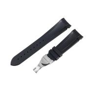 ROUREOX 22mm Bracelet Silicone Extrémité Incurvée Homme Étanche Bande Caoutchouc Boucle Déployante Acier Inoxydable pour Tudor M79030N/M79250BA/M79230R/M57000-Noir + Argent 22MM