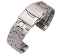 ROUREOX 22MM Hommes Métal Bracelet Montre Remplacement, Bracelet Montre Acier Inoxydable, Extrémité Droite pour Casio Edifice EFR-303/EFV-540/EFS-S510-Titanium + Argent 22MM