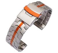 ROUREOX 22MM Hommes Métal Bracelet Montre Remplacement, Bracelet Montre Acier Inoxydable, Extrémité Droite pour Casio Edifice EFR-303/EFV-540/EFS-S510-Titanium + Orange 22MM