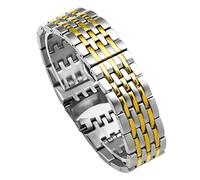ROUREOX 22MM Hommes Métal Solide Bracelet Montre Remplacement, Acier Inoxydable Déploiement Courbé pour Citizen 8200nh8330/8240/8290-Argent Or 22MM