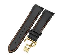 ROUREOX 24mm Bandes de Montre Cuir Véritable de Remplacement Fermoir Pliant en Métal Bracelets de Montre en Cuir pour Tissot Couturier Series-Noir + Orange + Or