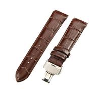 ROUREOX 24mm Bandes de Montre Cuir Véritable de Remplacement Fermoir Pliant en Métal Bracelets de Montre en Cuir pour Tissot Couturier Series-Marron + Argent