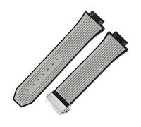 ROUREOX 26x17mm Bande de Rechange Douce Multicolore Étanche Bracelet Libération Rapide Caoutchouc Silicone pour Hublot Big Bang/Classic Fusion-Gris + Argent 17 * 26MM