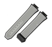 ROUREOX 26x17mm Bande de Rechange Douce Multicolore Étanche Bracelet Libération Rapide Caoutchouc Silicone pour Hublot Big Bang/Classic Fusion-Gris + Noir 17 * 26MM