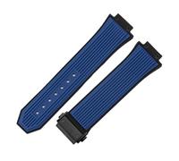 ROUREOX 26x17mm Bande de Rechange Douce Multicolore Étanche Bracelet Libération Rapide Caoutchouc Silicone pour Hublot Big Bang/Classic Fusion-Bleu + Noir 17 * 26MM