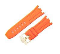 ROUREOX 28mm Bracelet de Rechange Multicolore Caoutchouc Silicone Bande Douce Réglable Boucle Ardillon Métal pour AP Royal Oak 15703/15710